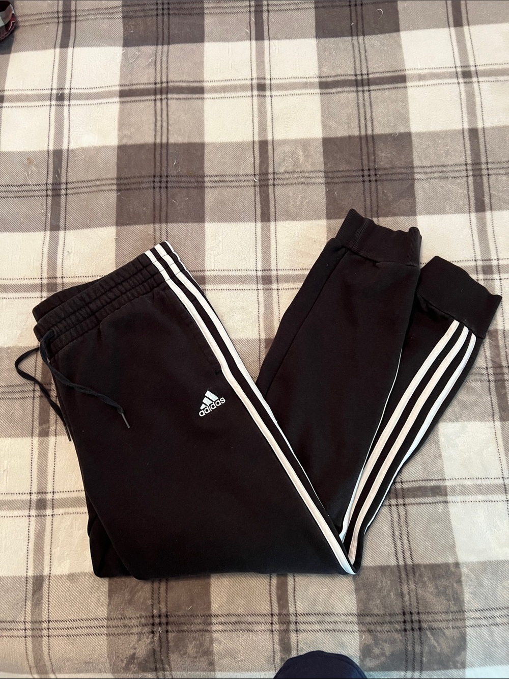 adidas Black Joggers with White 3-Stripe Detailing